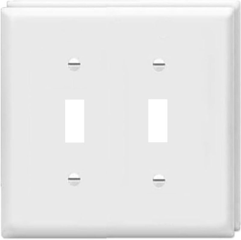 ZEFTV Toggle Light Switch Wall Plates 2-Gang Switch Electrical Cover Plate Unbreakable Thermoplastic Faceplate, White (2 Pack) - Image 1